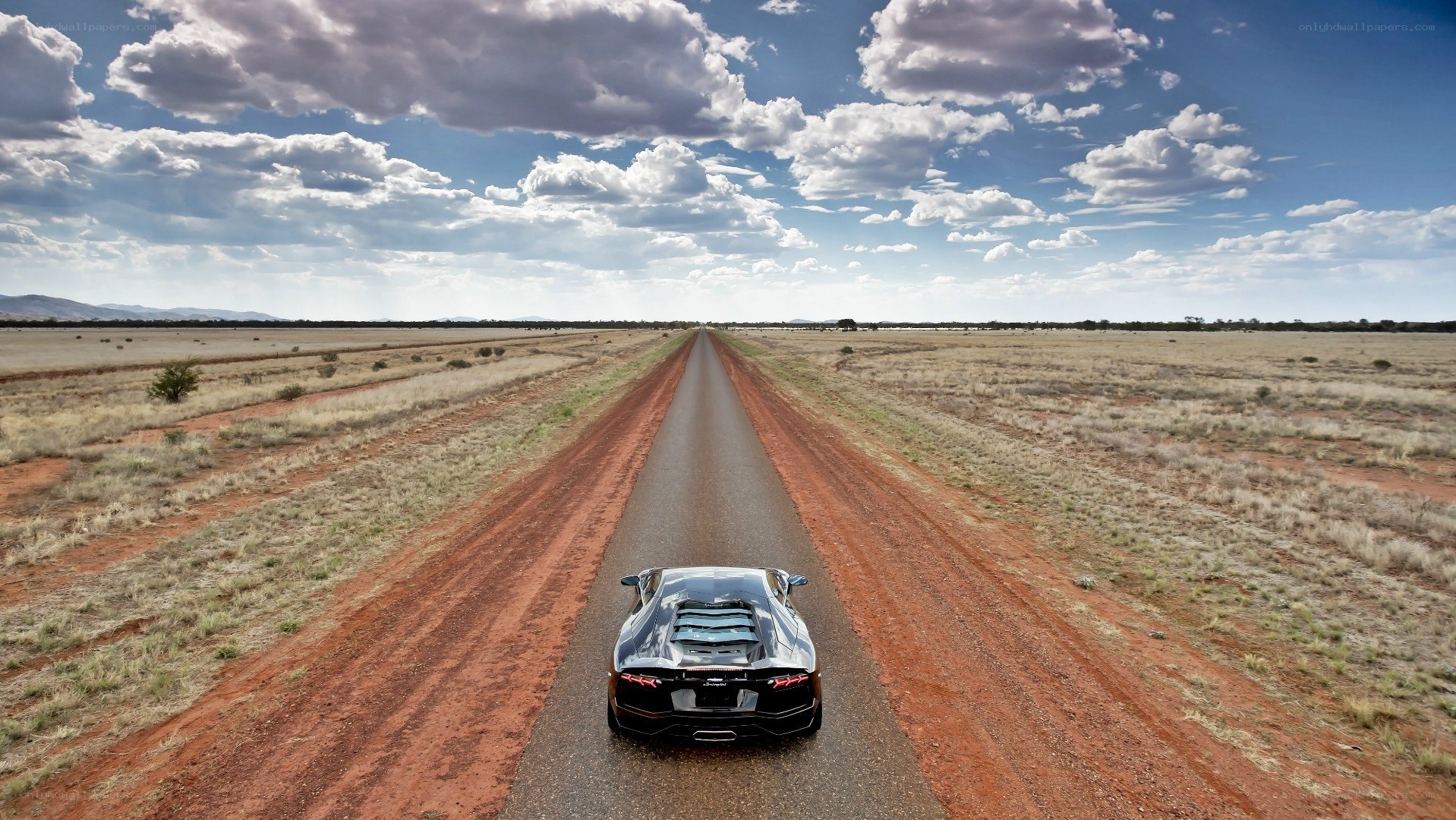 Lamborghini on a desert road