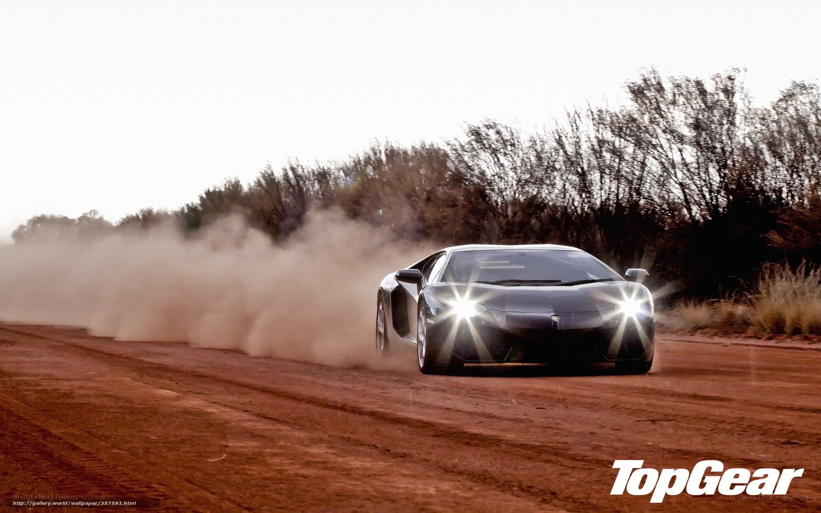 Lamborghini on a dirt road