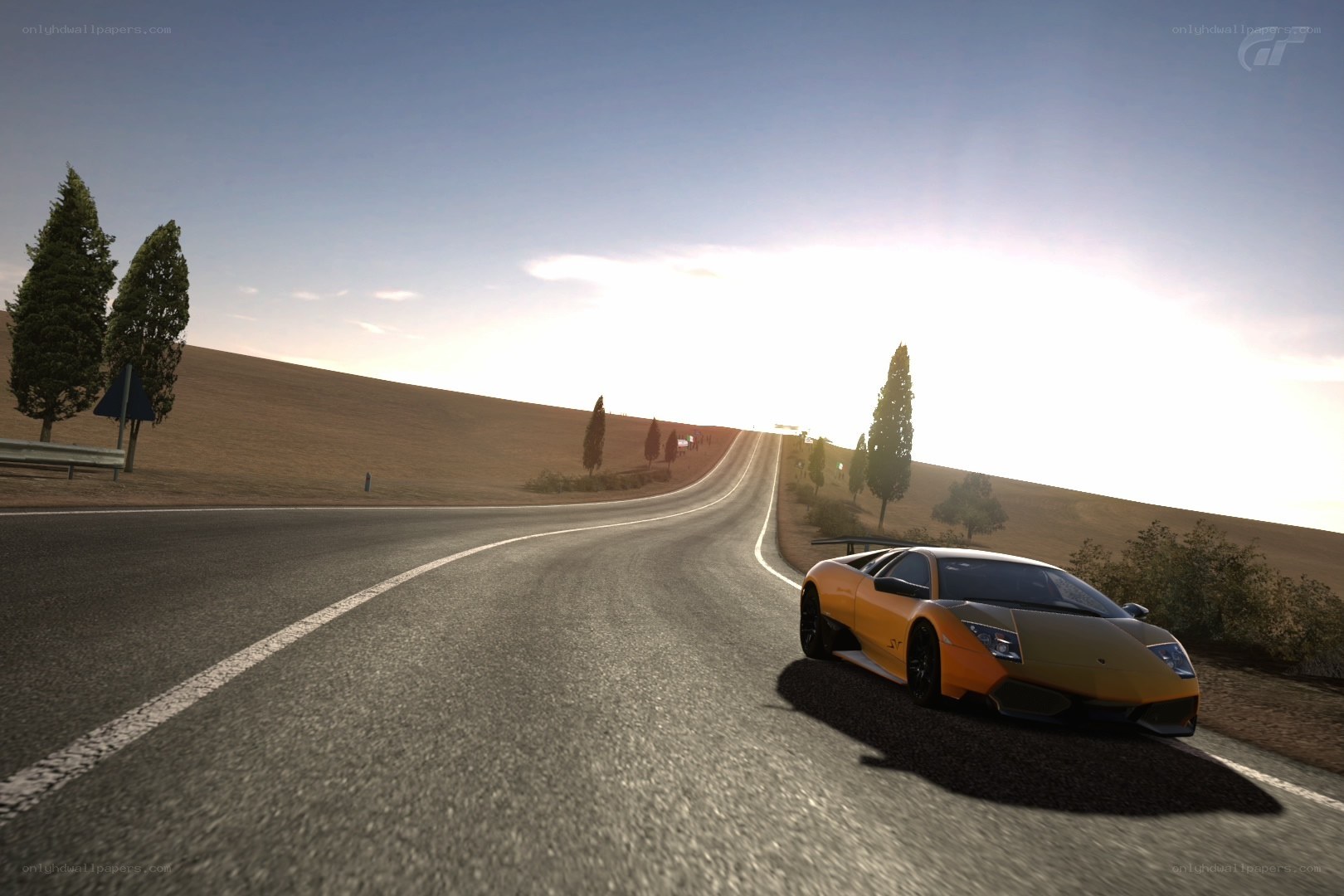 Lamborghini on a winding road