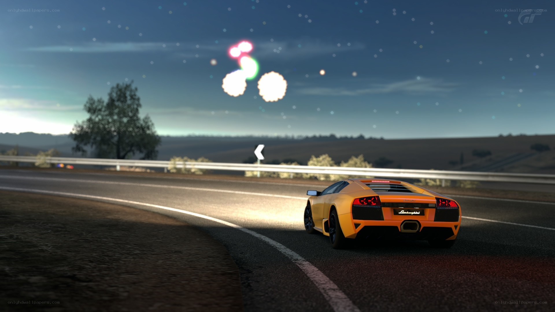 Lamborghini on a winding road