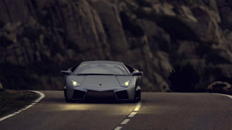 Lamborghini on a winding road