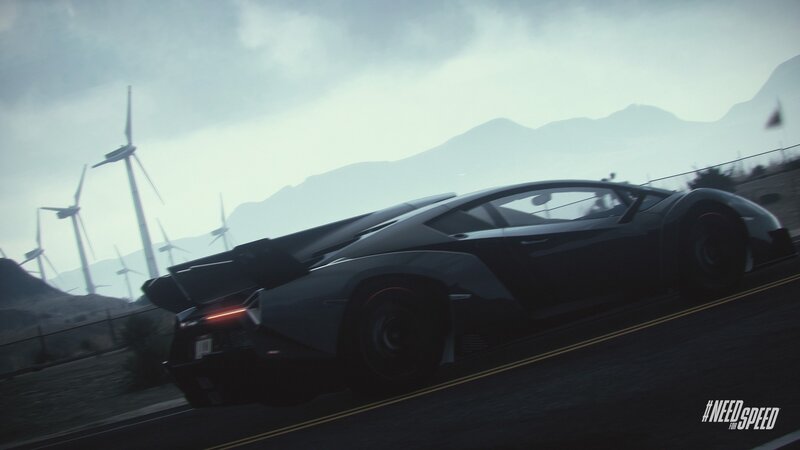 Lamborghini on a windy road
