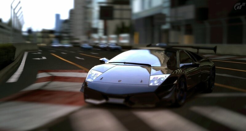 Lamborghini on city street