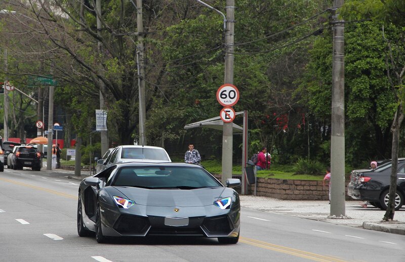 Lamborghini on city street