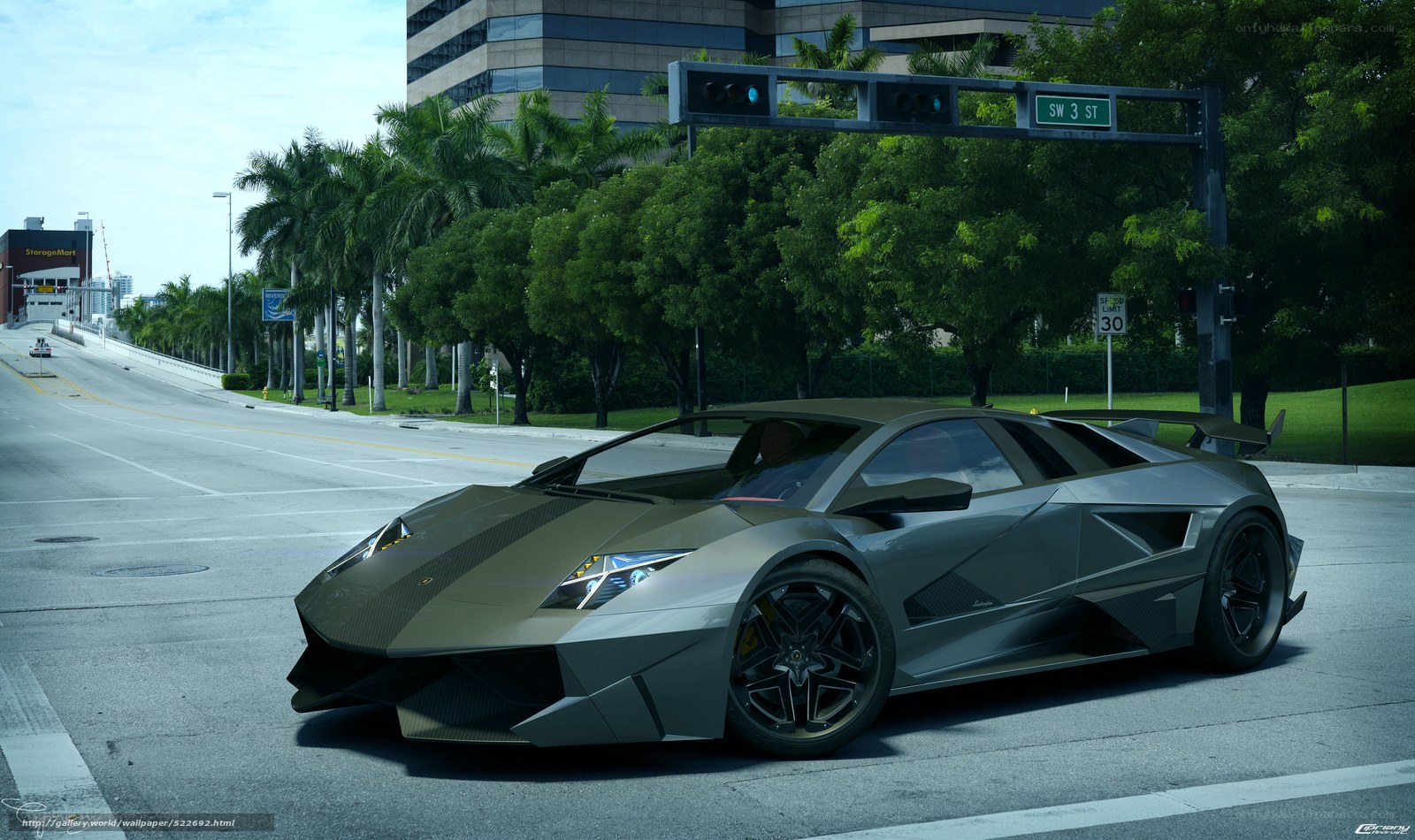 Lamborghini on city street
