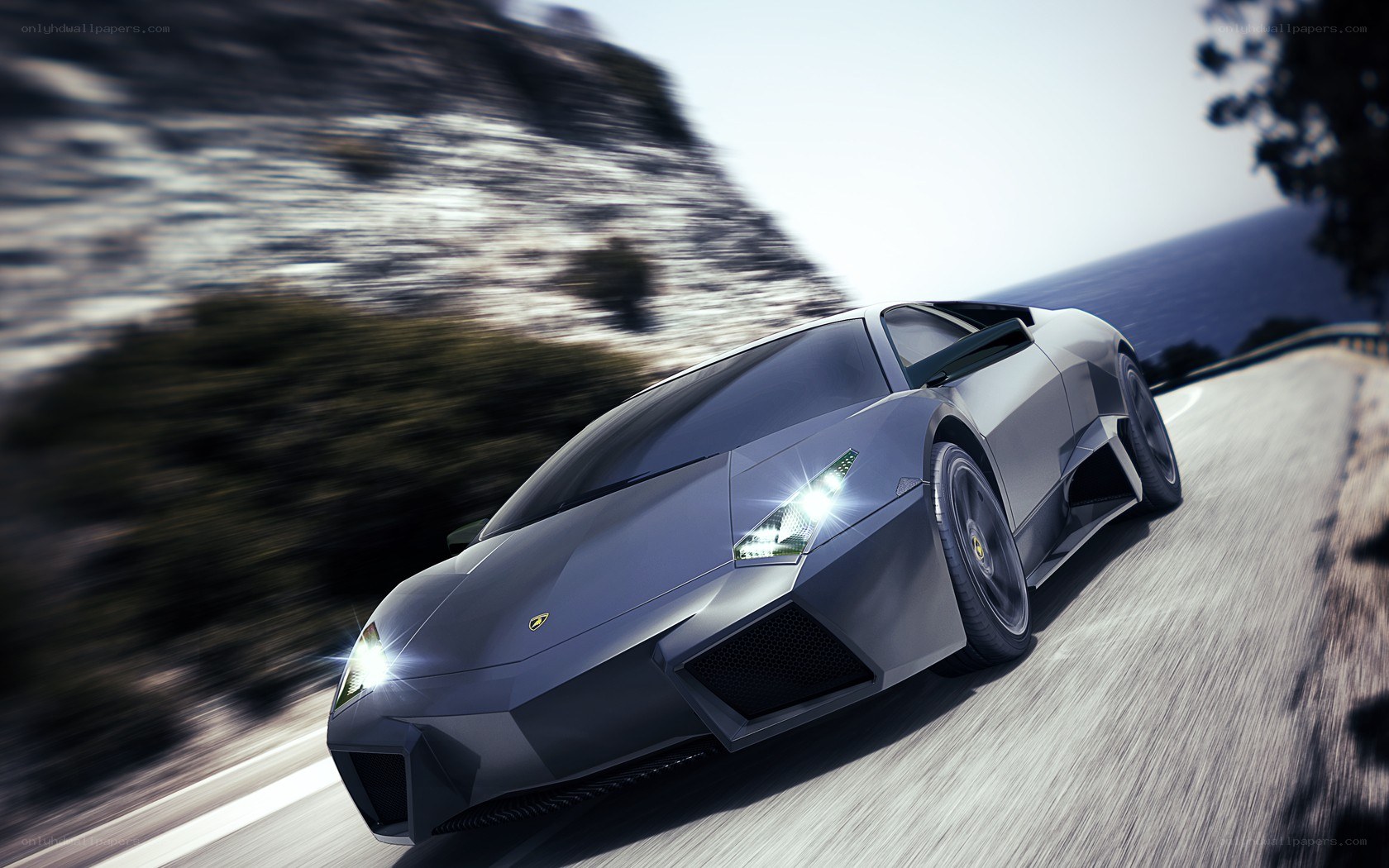 Lamborghini on coastal road