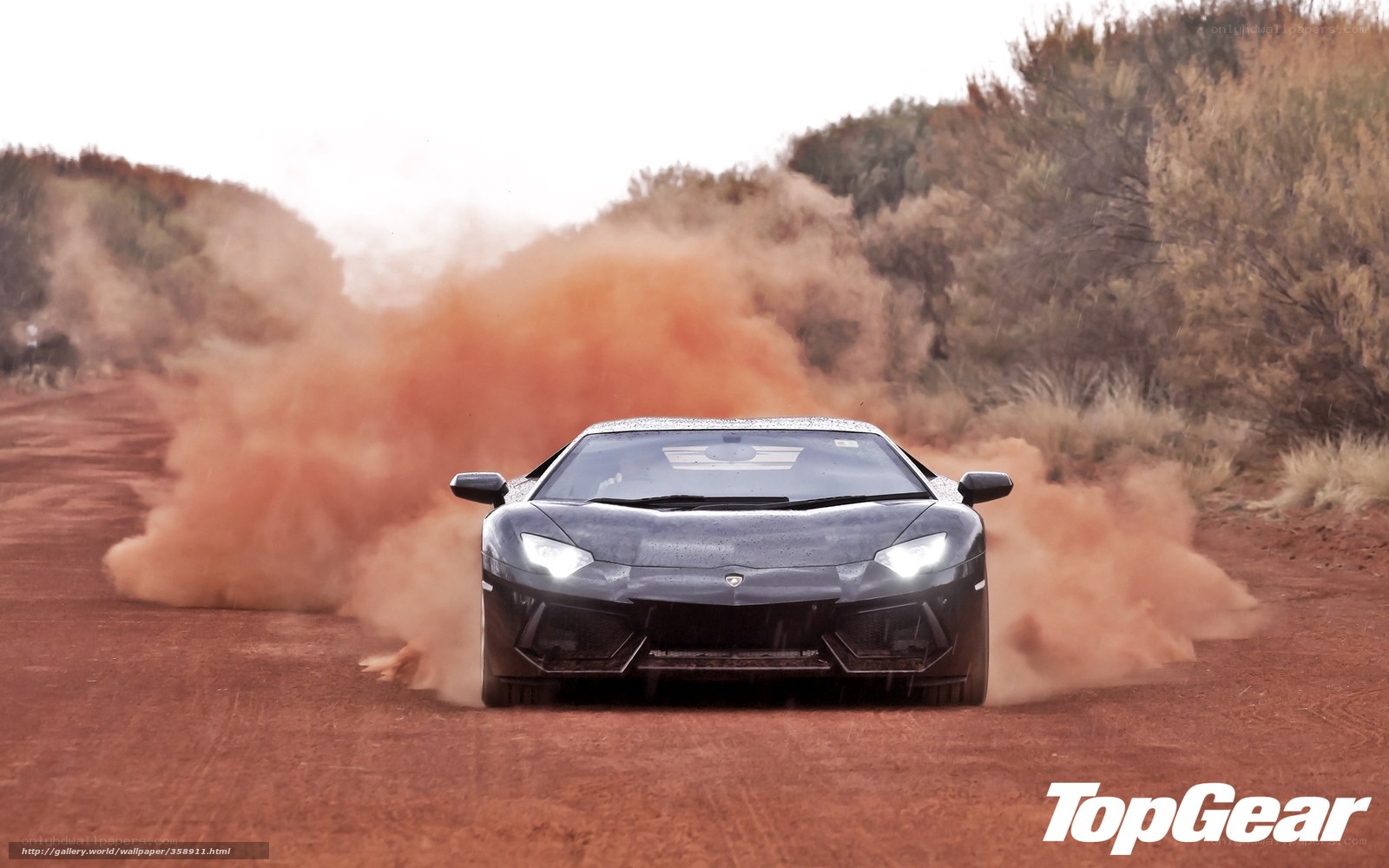 Lamborghini on dusty road