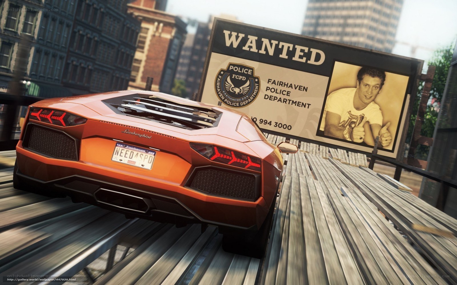 Lamborghini on wanted billboard