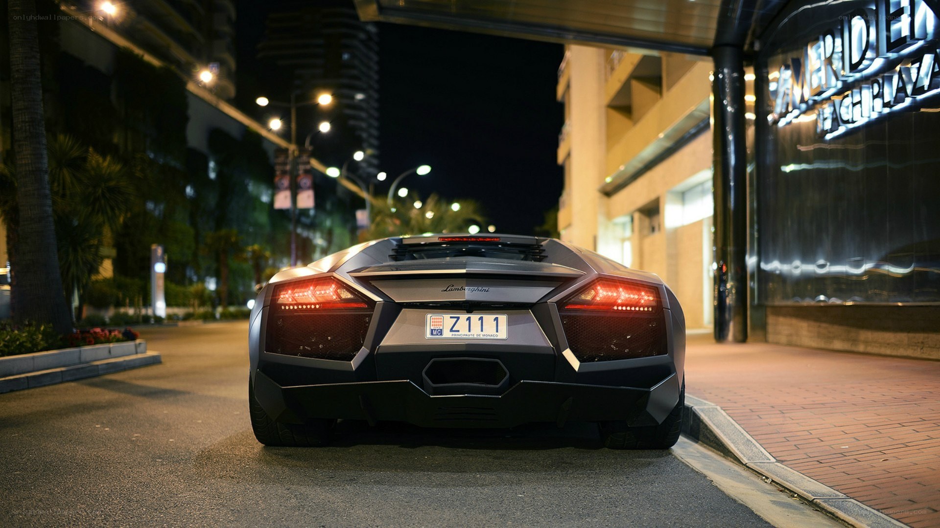 Lamborghini parked at night