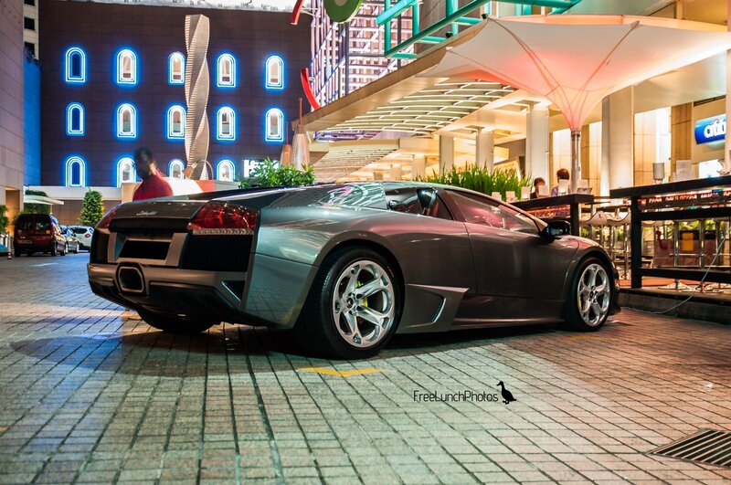 Lamborghini parked at night