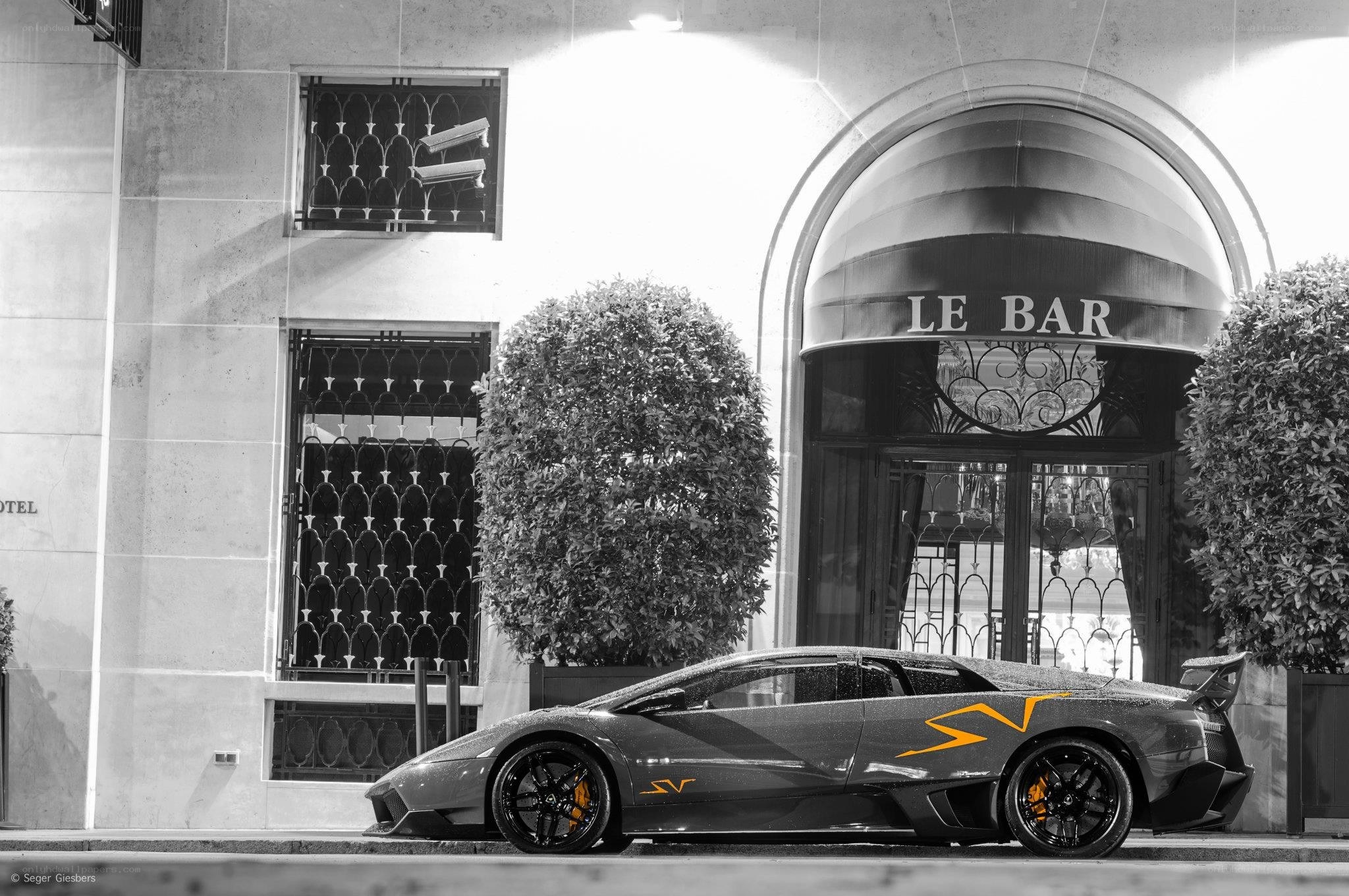 Lamborghini parked outside Le Bar