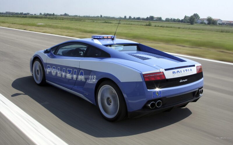 Lamborghini police car in motion
