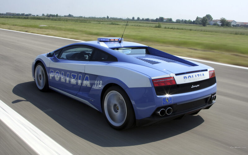 Lamborghini police car in motion