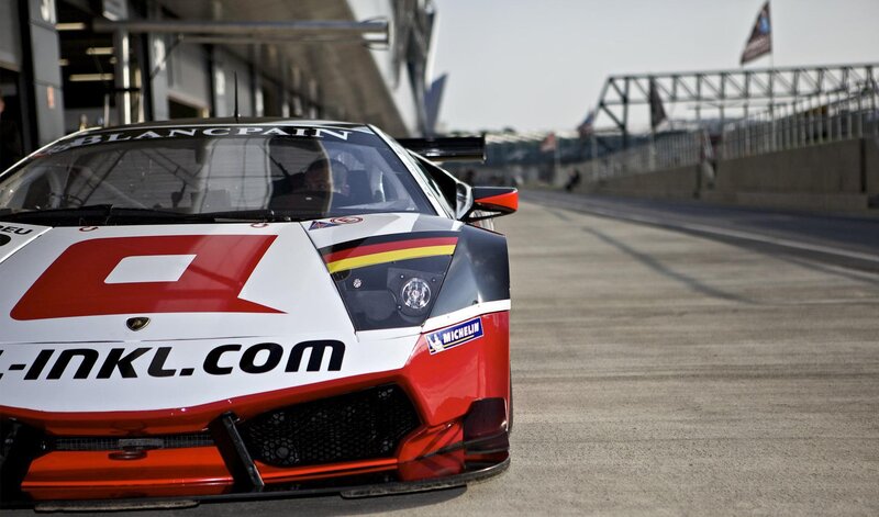Lamborghini race car on track