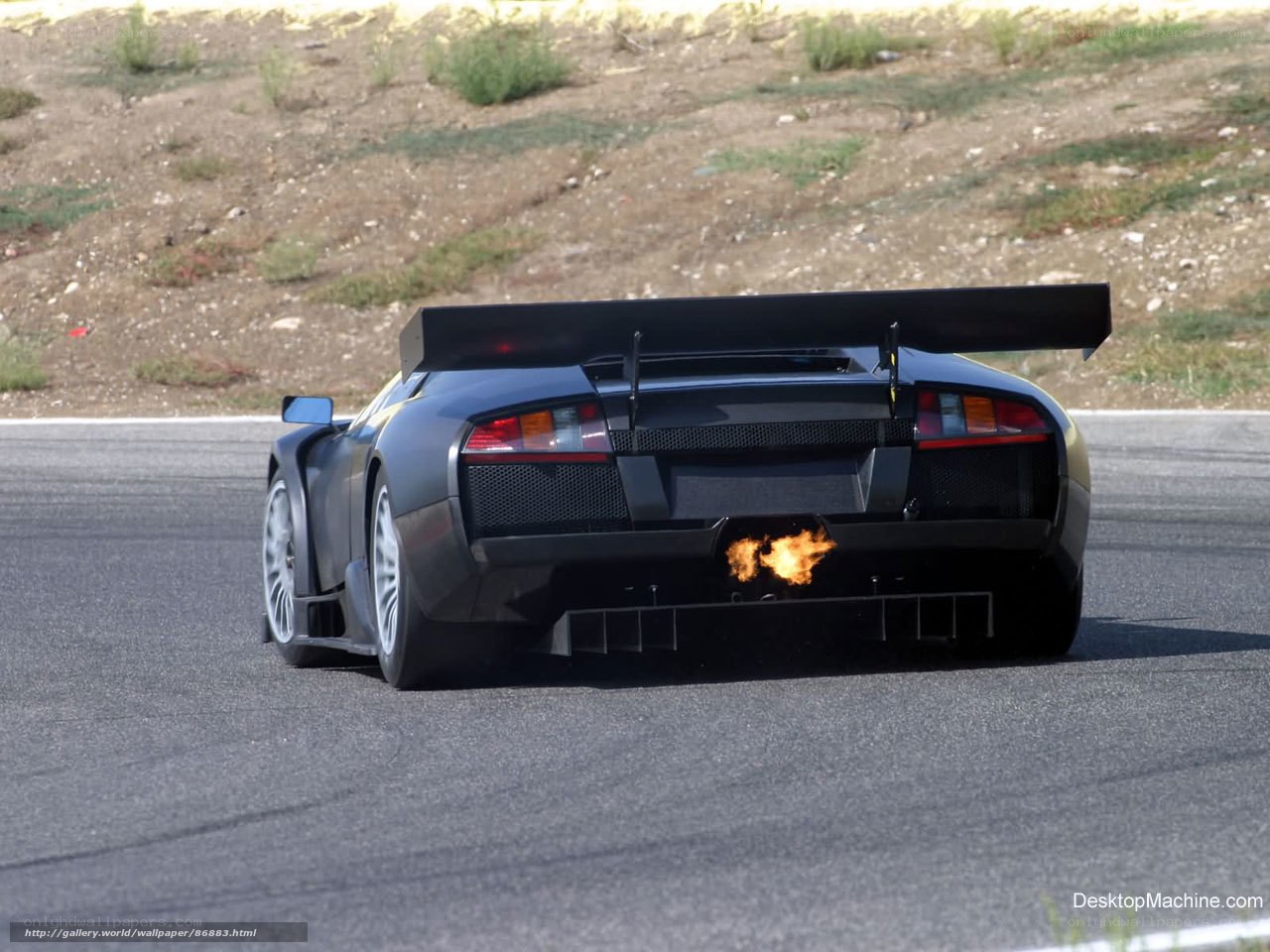 Lamborghini race car with flames