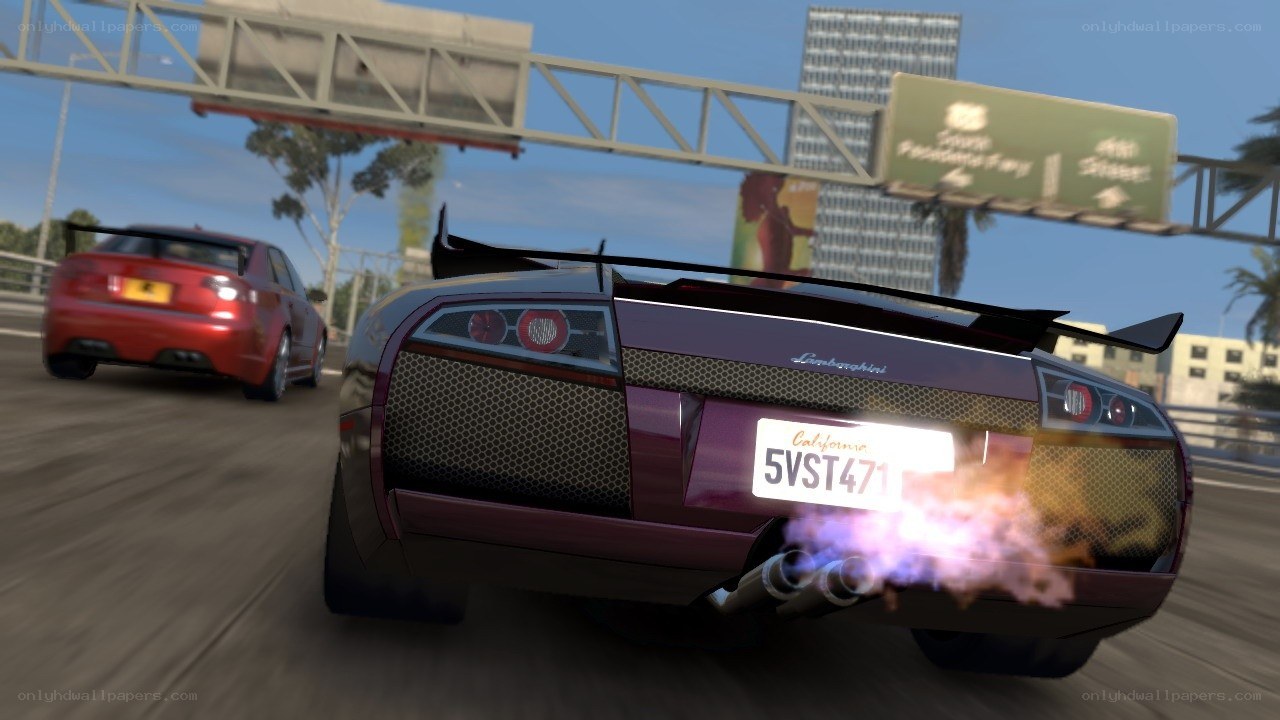 Lamborghini racing on highway