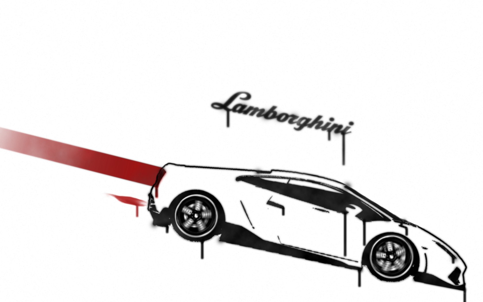 Lamborghini sketch with red streak