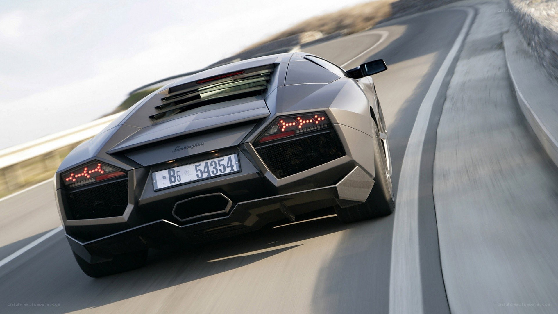 Lamborghini speeding on a road