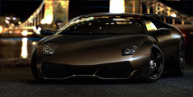 Lamborghini sports car at night