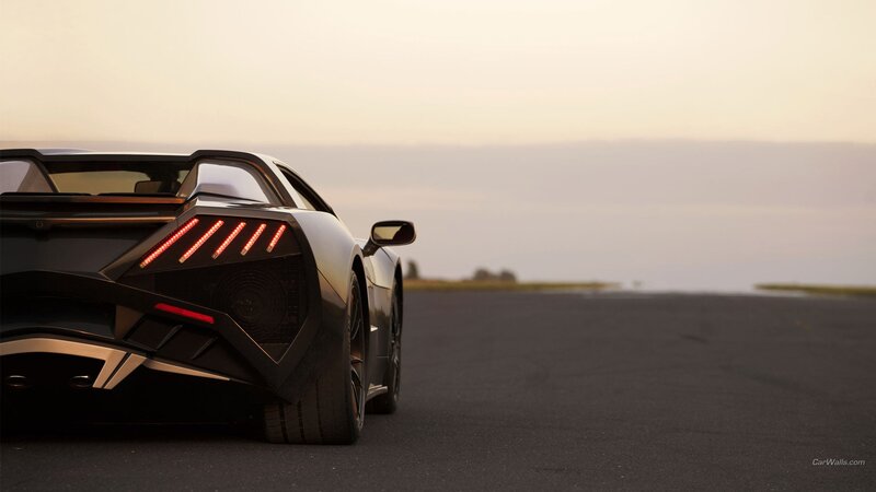 Lamborghini sports car at sunset
