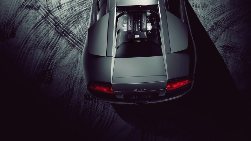 Lamborghini Sports Car — Black, Dramatic, Night, Photograph, Engine