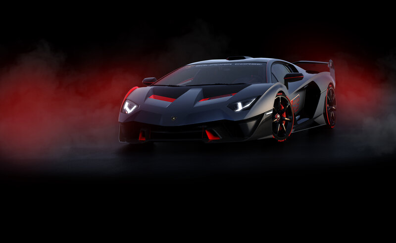 Lamborghini Sports Car — Black, Dramatic, Night, Photograph, Smoke