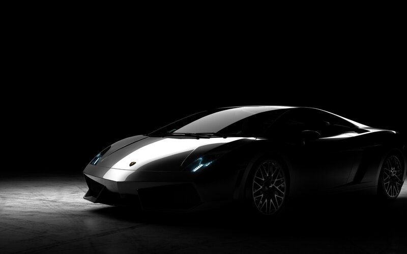 Lamborghini sports car in dark studio