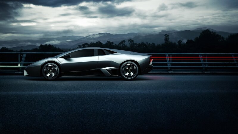 Lamborghini sports car on a bridge