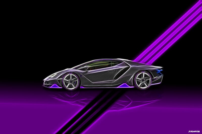 Lamborghini Sports Car — Purple, Dramatic