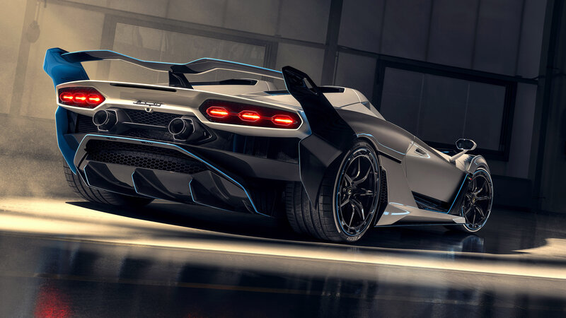 Lamborghini Sports Car — Silver, Dramatic