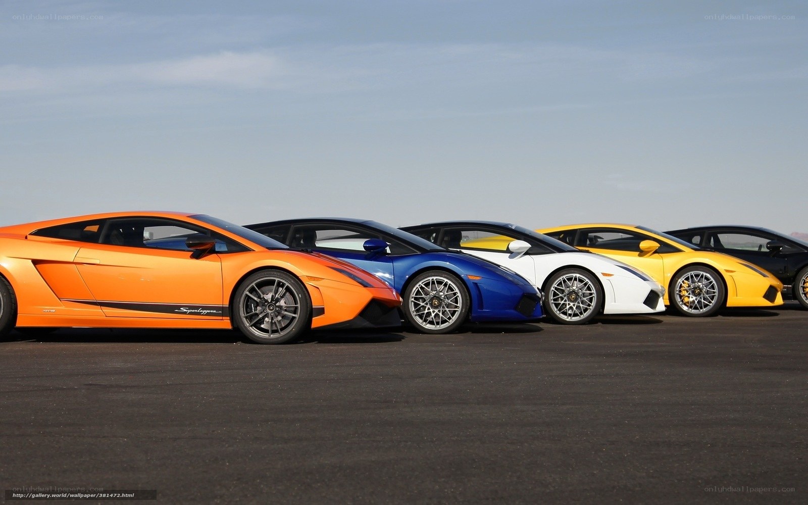 Lamborghini sports cars in a row