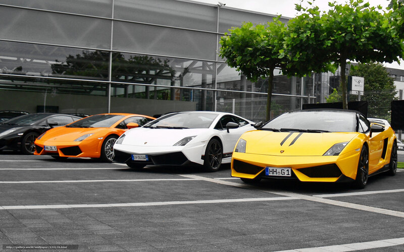 Lamborghini sports cars in a row