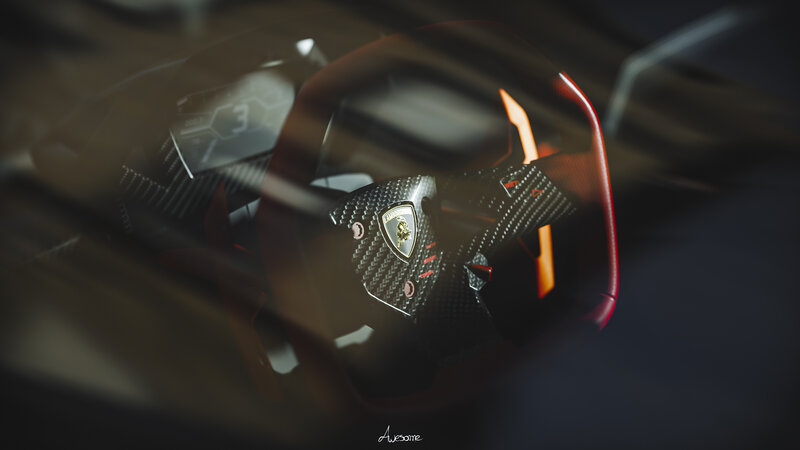Lamborghini Steering Wheel — Black