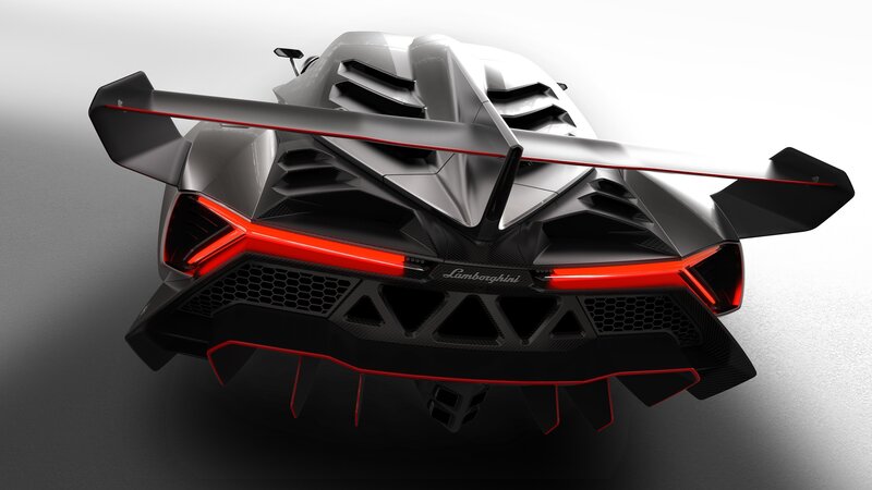 Lamborghini Veneno Rear — Black, Dramatic