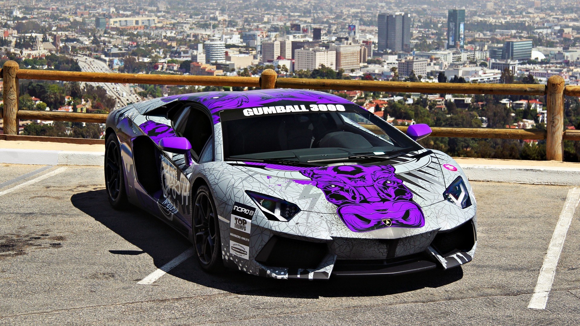 Lamborghini with custom purple wrap