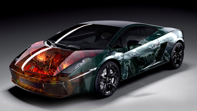 Lamborghini with Custom Wrap — Green, Dramatic