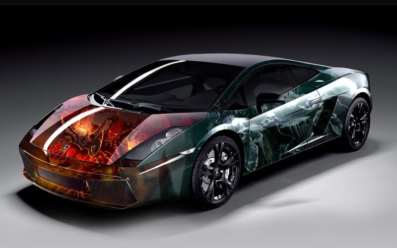 Lamborghini with Custom Wrap — Green