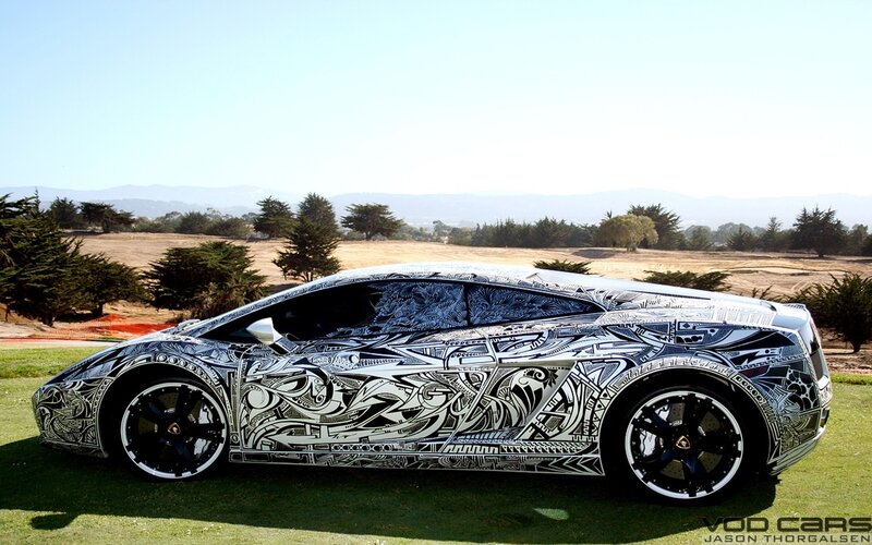 Lamborghini with intricate artwork
