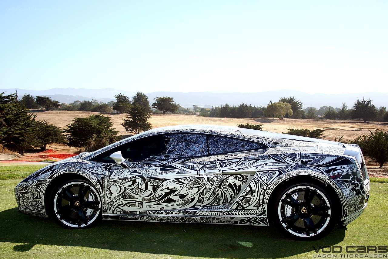 Lamborghini with intricate artwork
