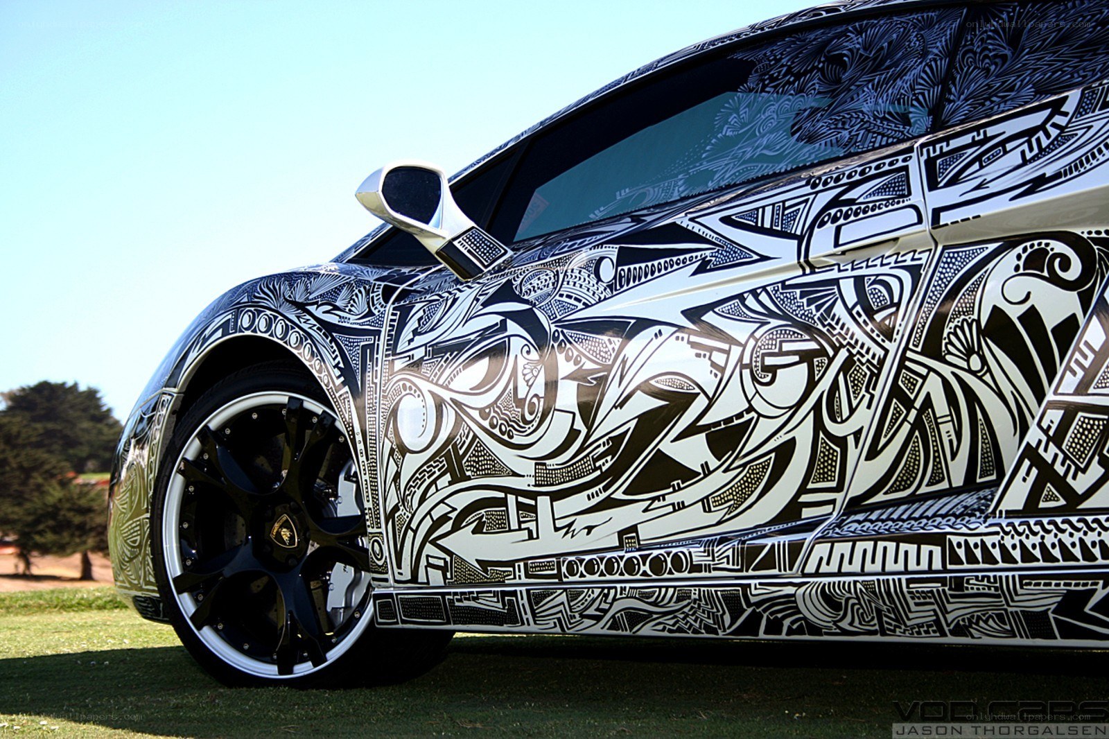 Lamborghini with intricate artwork