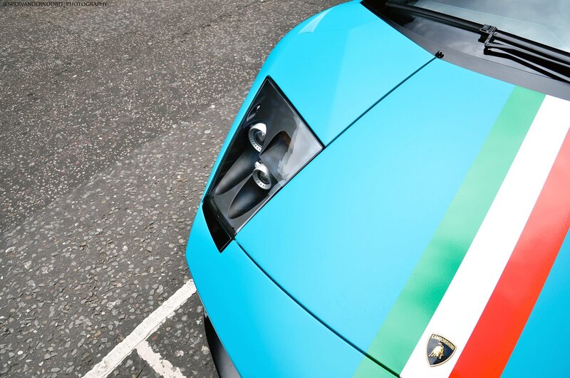 Lamborghini with Italian flag stripes