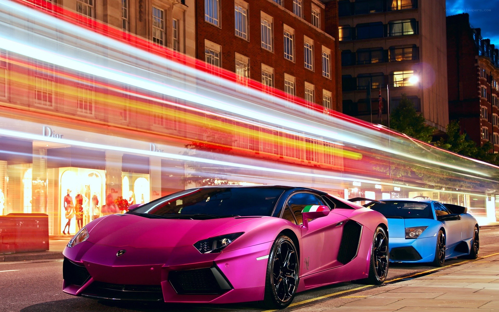 Lamborghinis on a city street