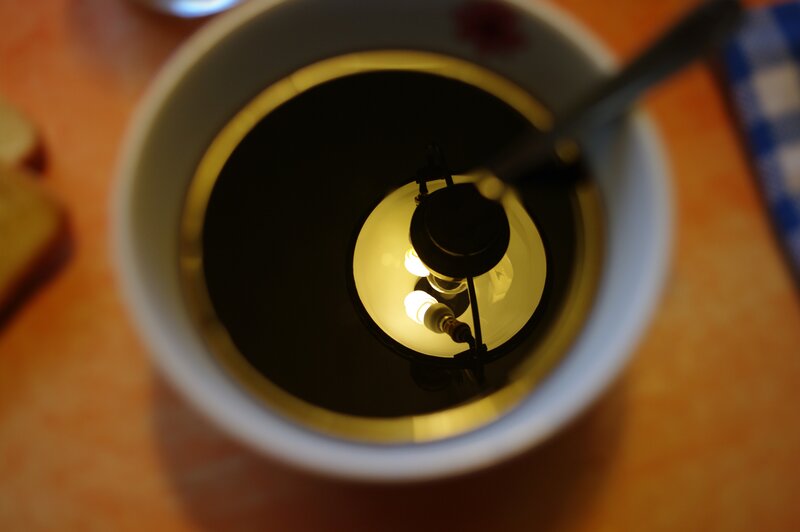 lamp inside a cup