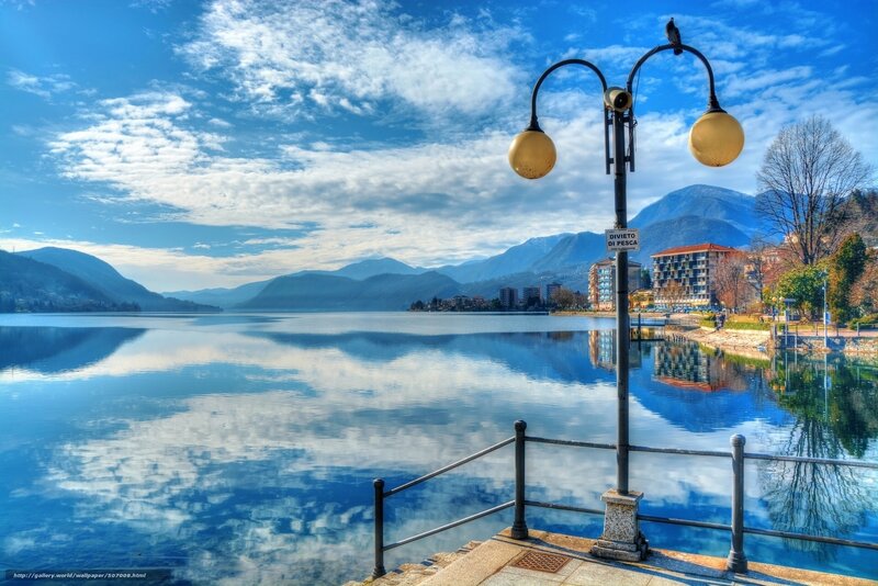 Lamp Post by Lake — Blue