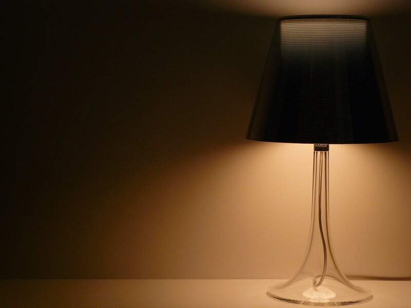 Lamp with black shade
