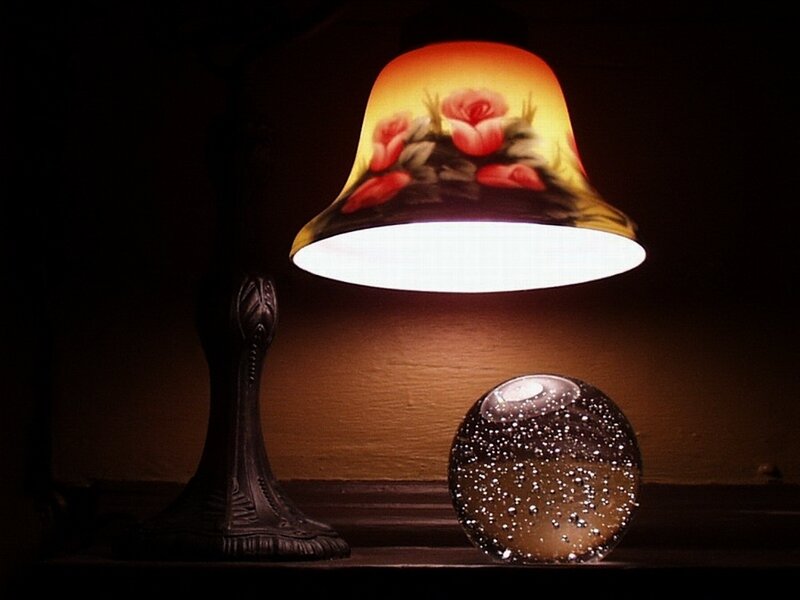 Lamp with Floral Shade — Yellow