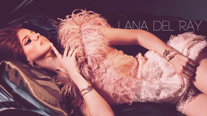 Lana Del Rey in feathered dress