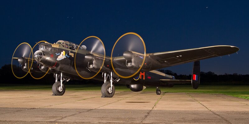 Lancaster Bomber Aircraft — Black, Dramatic, Night
