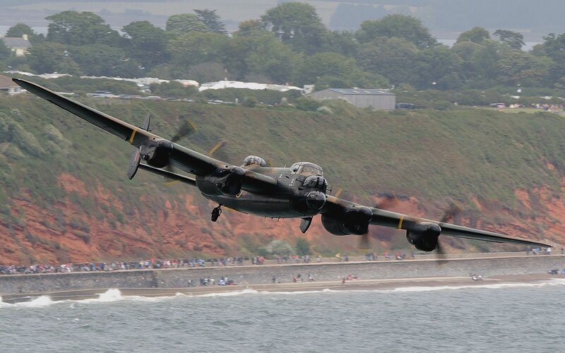 Lancaster bomber flying low