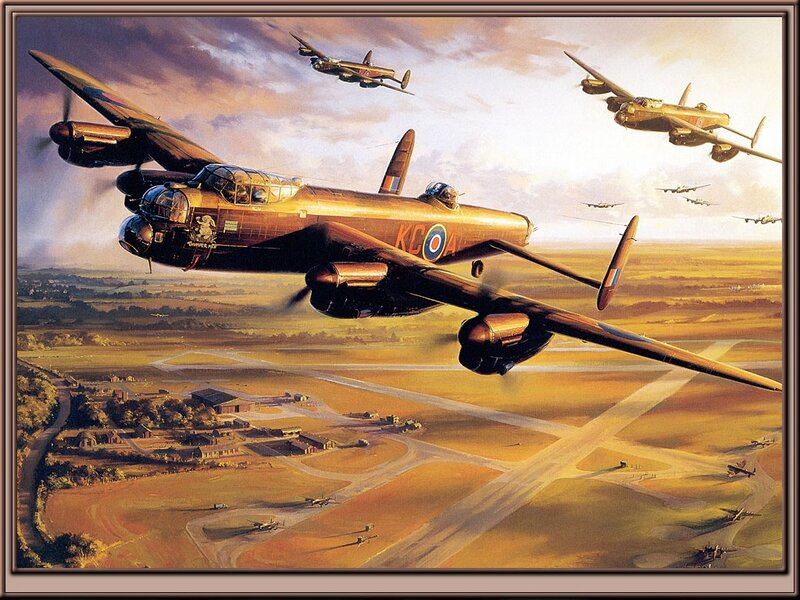 Lancaster Bombers in Flight — Gold